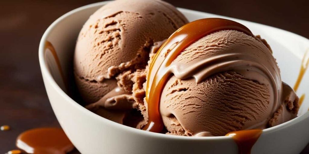 Malted Chocolate Ice Cream with Caramel Swirl
