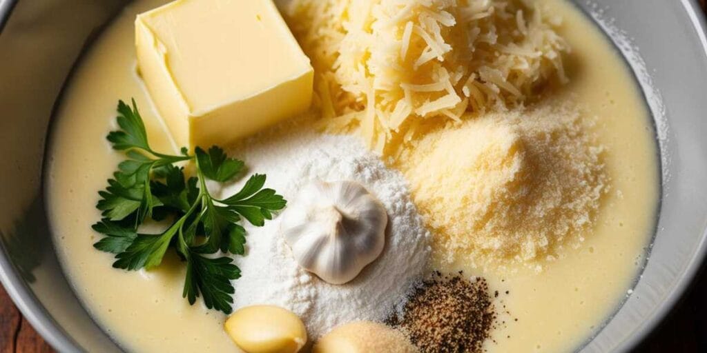 A creamy Chicken Tortellini Alfredo served with a garnish of parsley and parmesan.