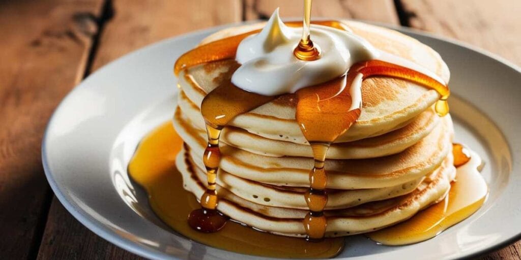 Pancakes with yogurt and honey