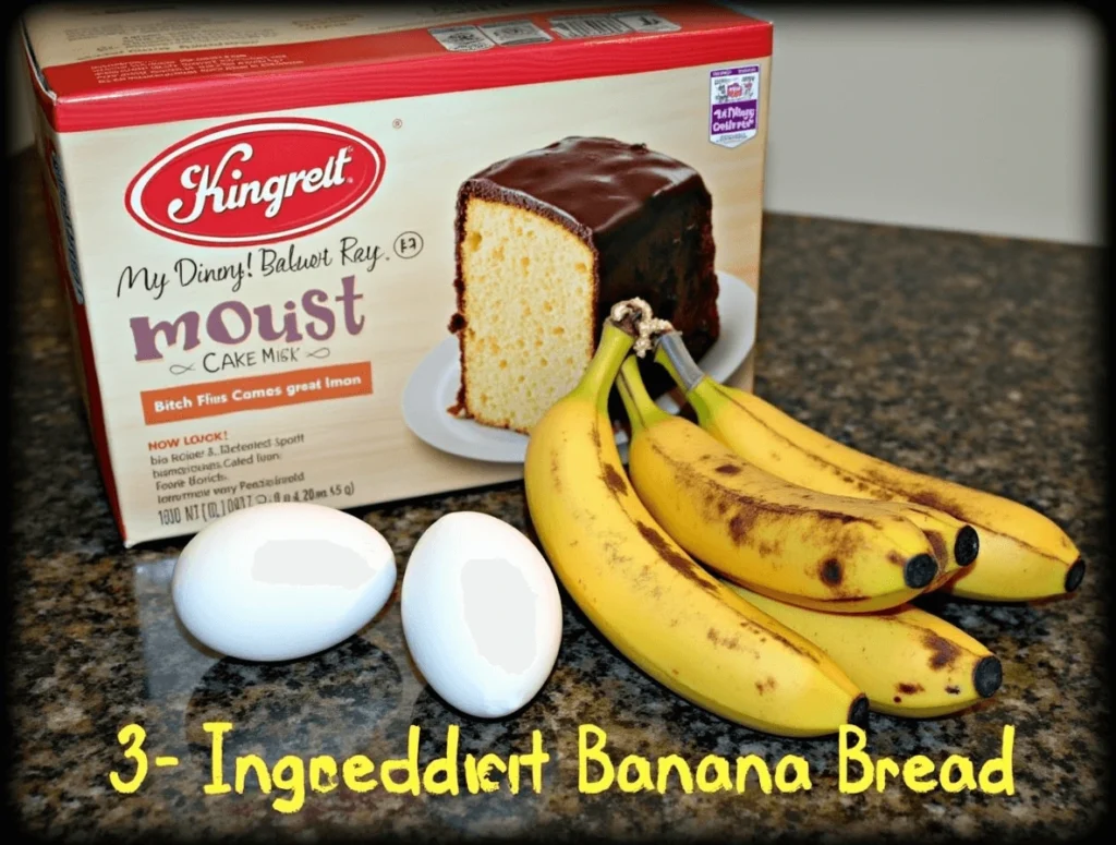 Sliced 3-Ingredient Banana Bread on a wooden cutting board, showing its soft and moist texture with a golden-brown crust.