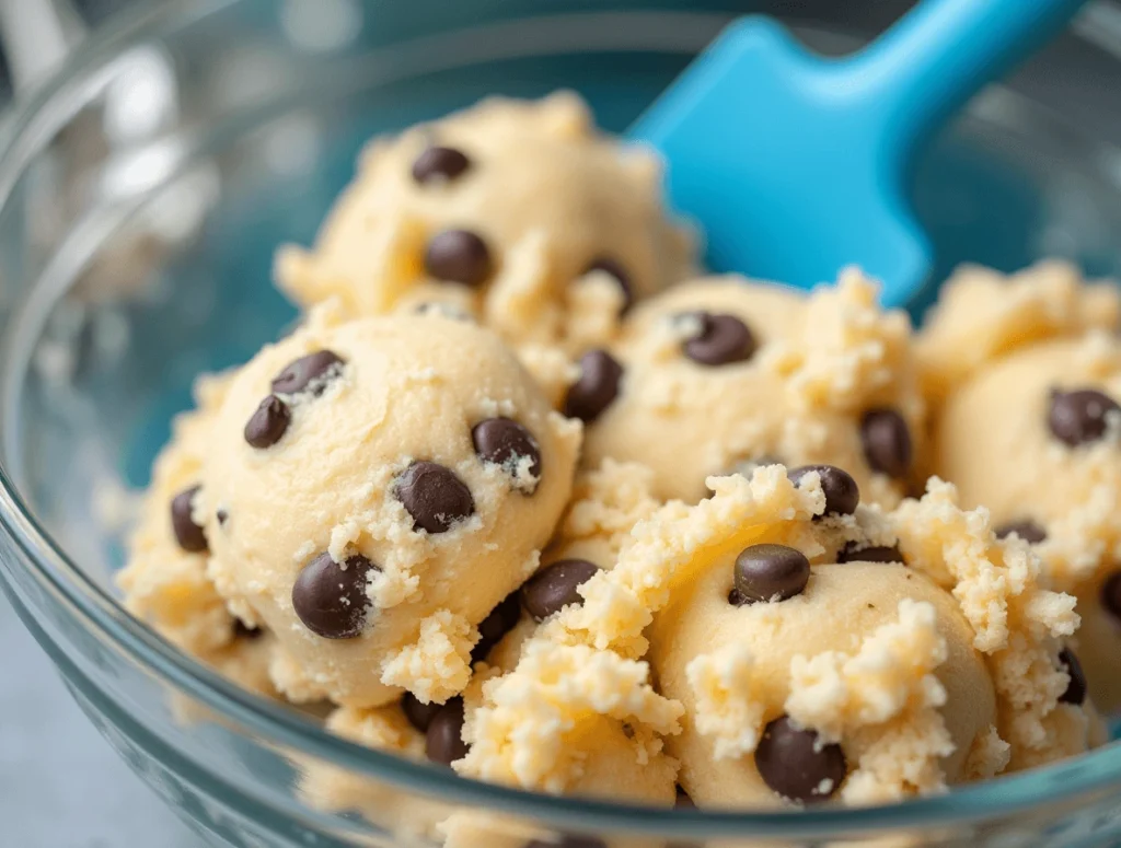 Freshly baked chocolate chip cheesecake cookies with a golden, chewy exterior and a creamy cheesecake filling peeking through.