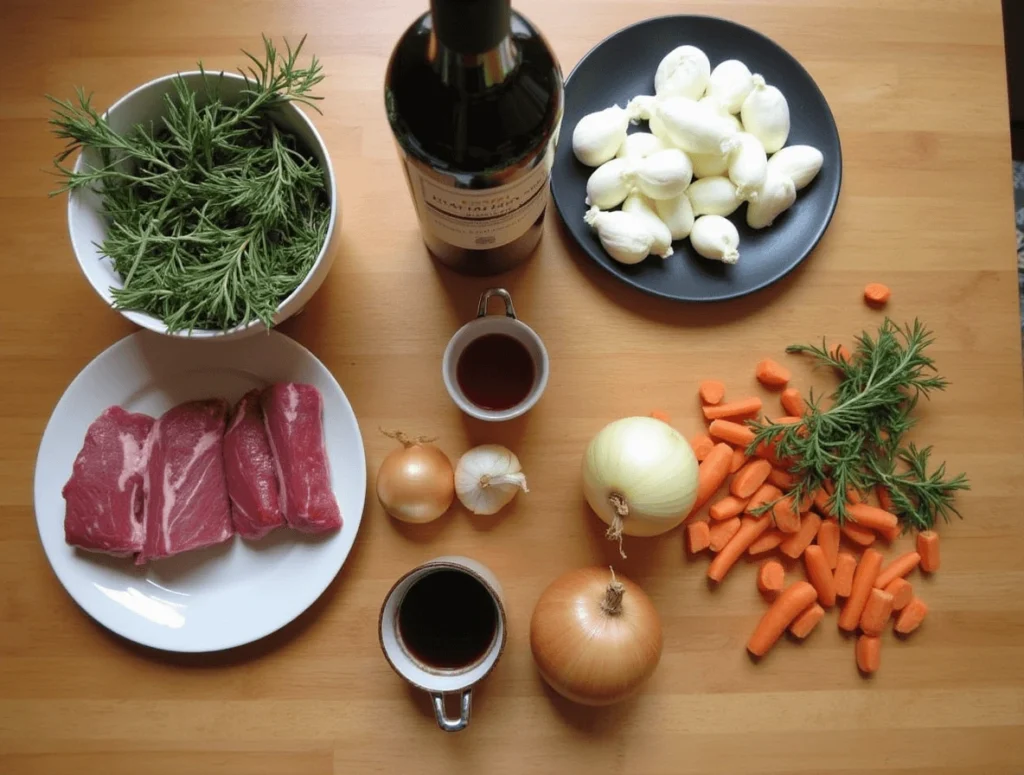 A delicious slow-cooked beef cheek meat recipe, served with rich gravy and garnished with fresh herbs.
