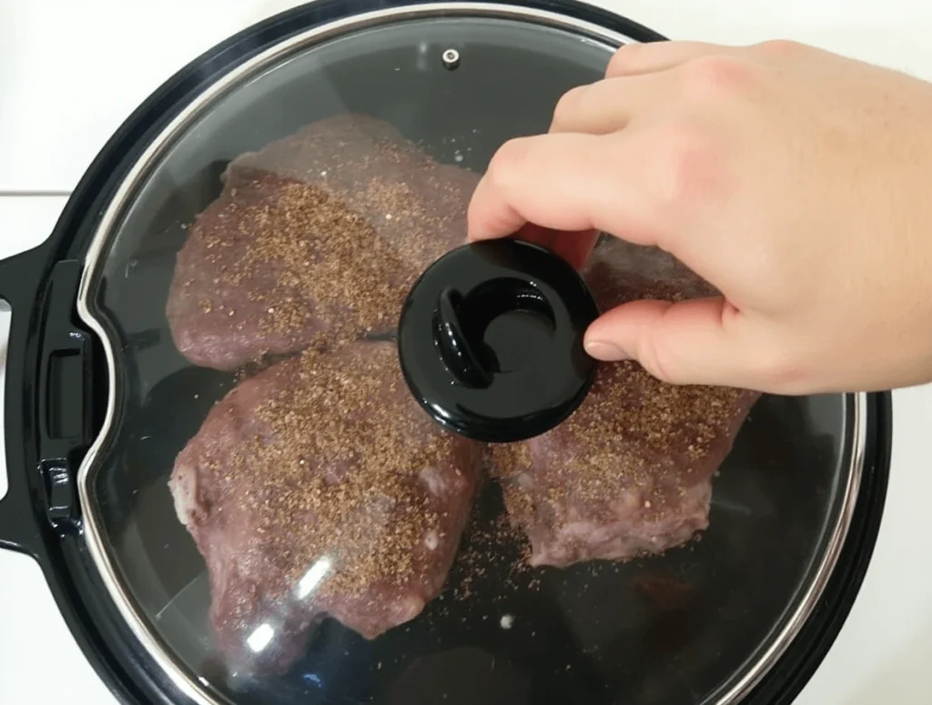 A delicious slow-cooked beef cheek meat recipe, served with rich gravy and garnished with fresh herbs.