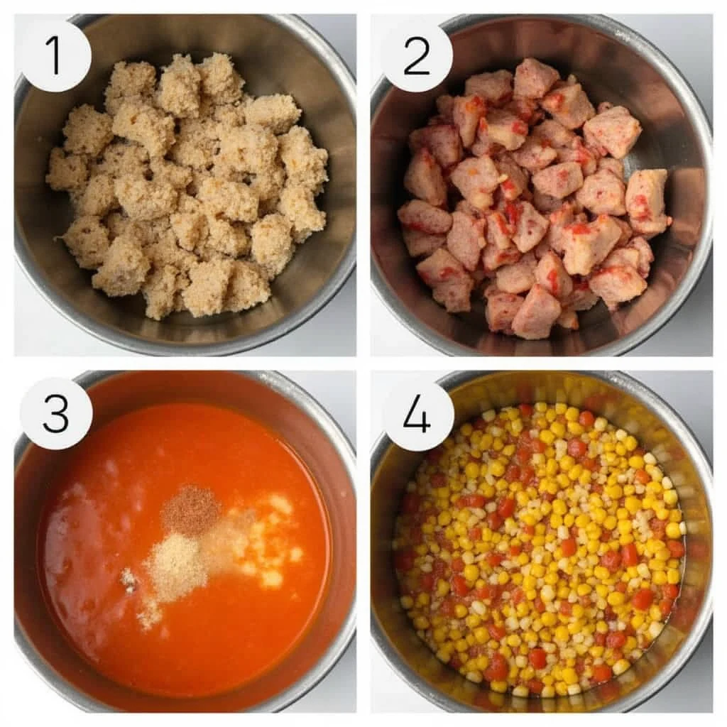 "Step 1: Cooking protein and blending ingredients for Taco Soup Frios."
